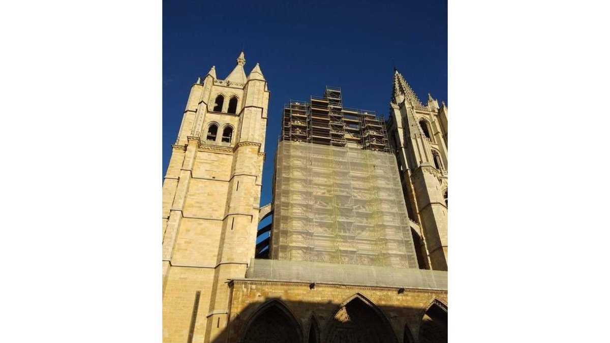 Empiezan a quitar la lona que tapa la Catedral. mg