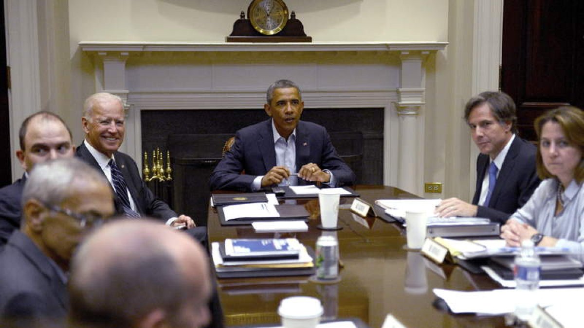 Barack Obama, reunido en el Consejo de Seguridad Nacional.