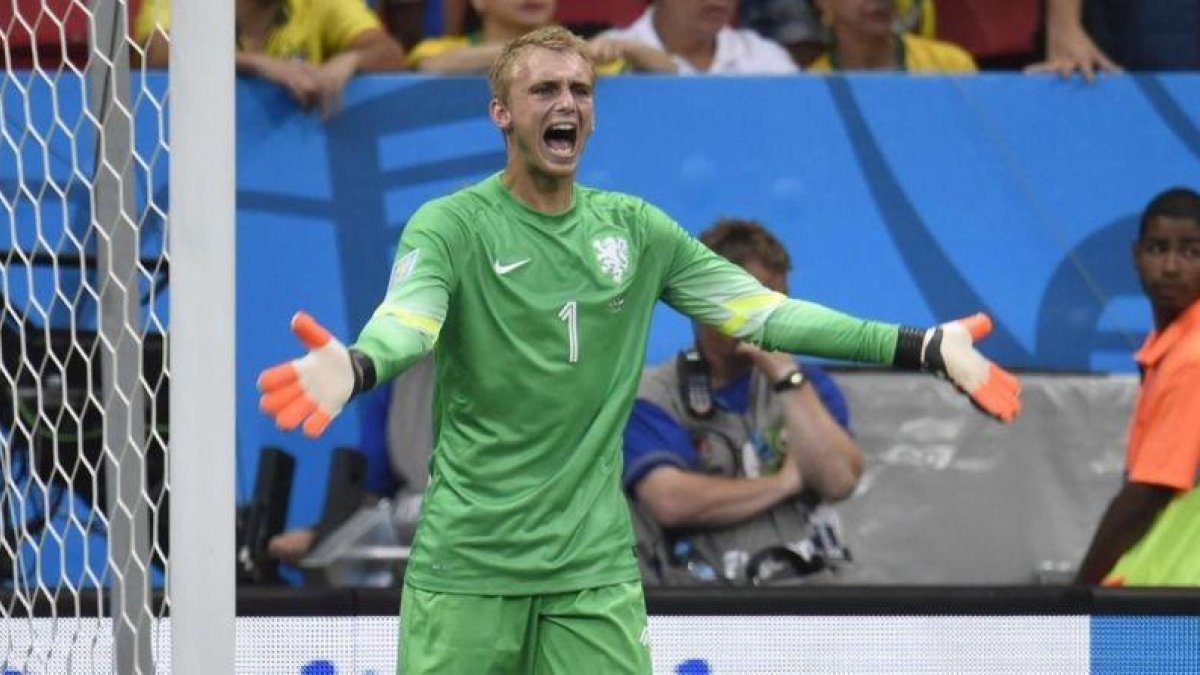 Jasper Cillessen, en un partido del Mundial del 2014 con Holanda.