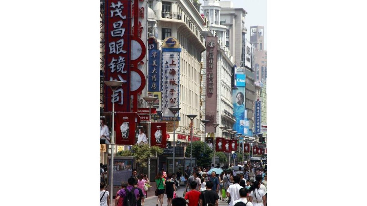 Una calle de Shangai.