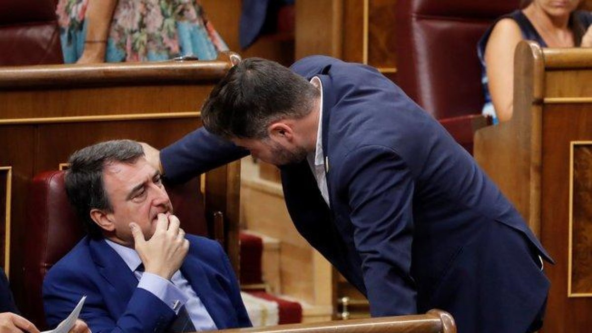 Aitor Rufián y Gabriel Rufián, este martes en el Congreso.