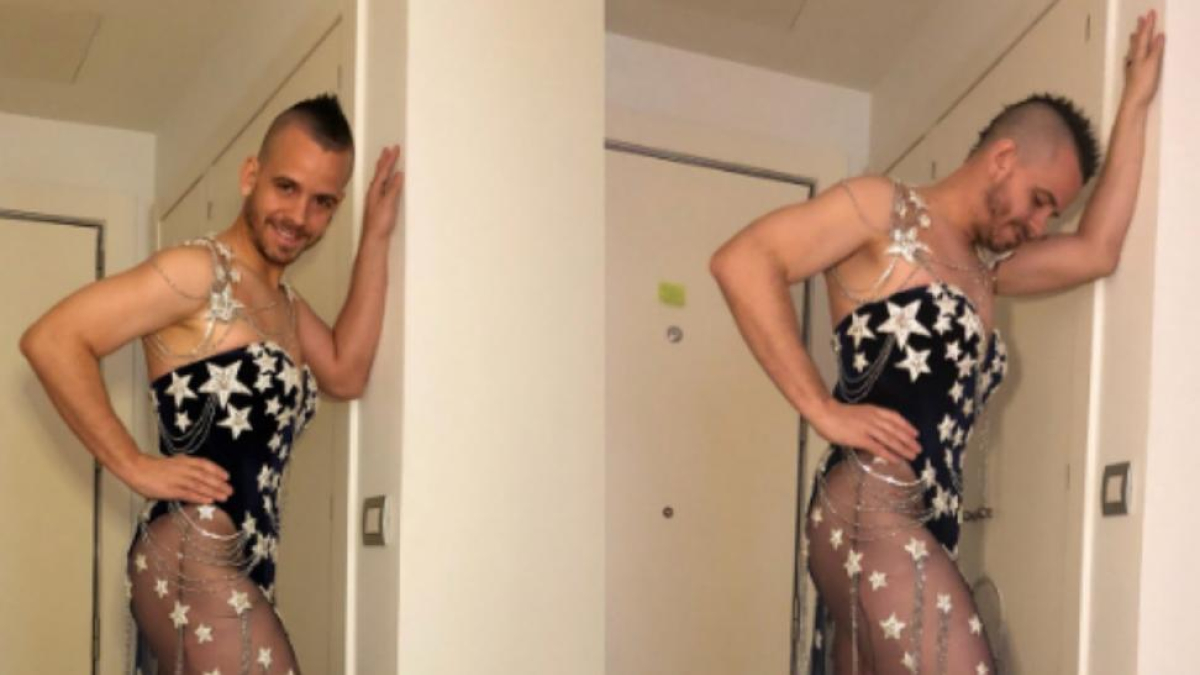 El chef Dabiz Muñoz, con el vestido de Pedroche de la Nochevieja del 2016.