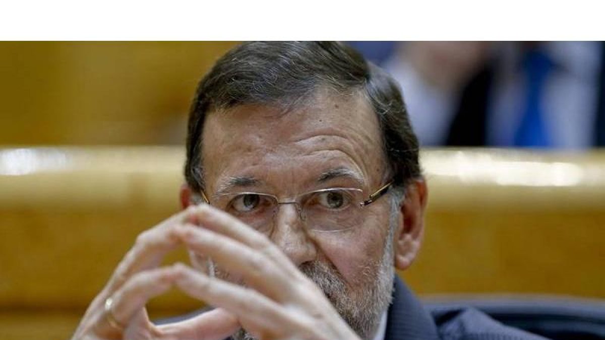 El presidente del Gobierno, Mariano Rajoy, durante la sesión de control al Ejecutivo celebrada esta tarde en el pleno del Senado.