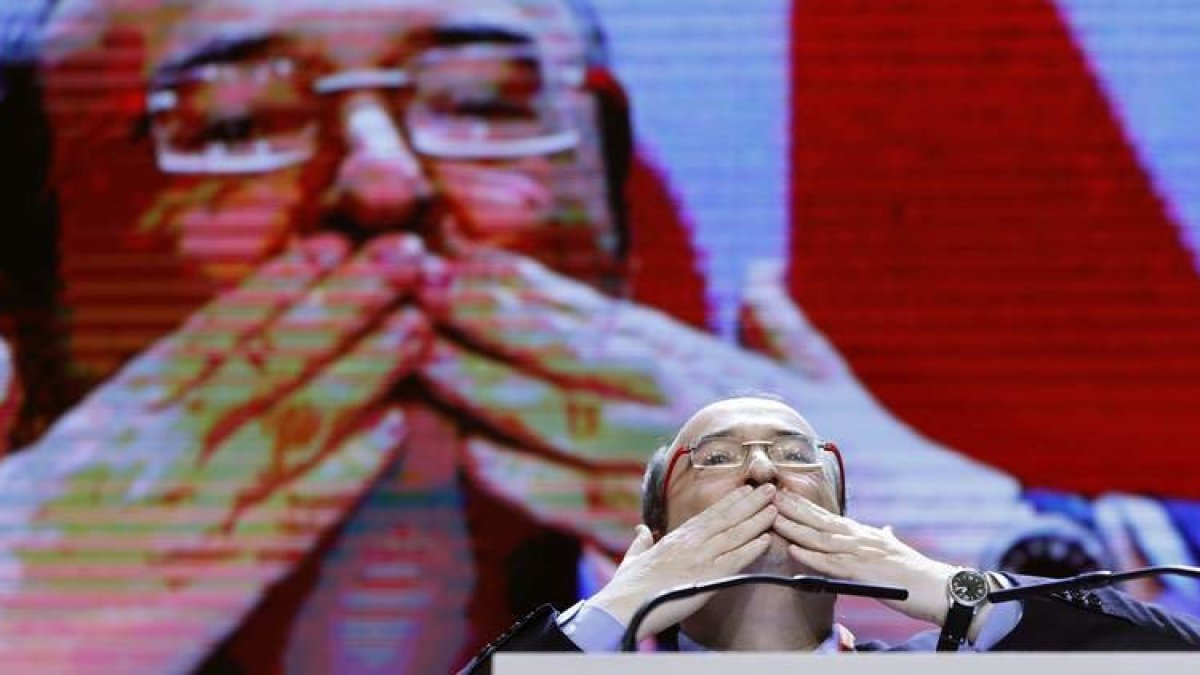 Miquel Iceta, ayer, tras ser reelegido secretario general del PSC.