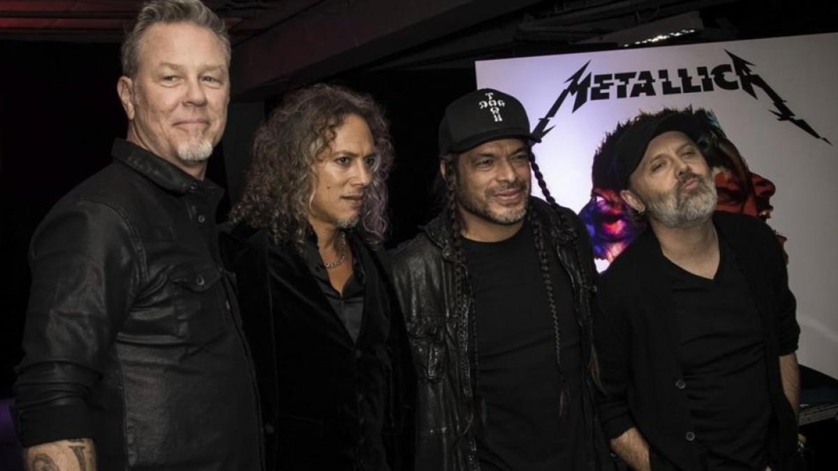 James Hetfield, Kirk Hammett, Robert Trujillo y Lars Ulrich, en Londres el jueves.