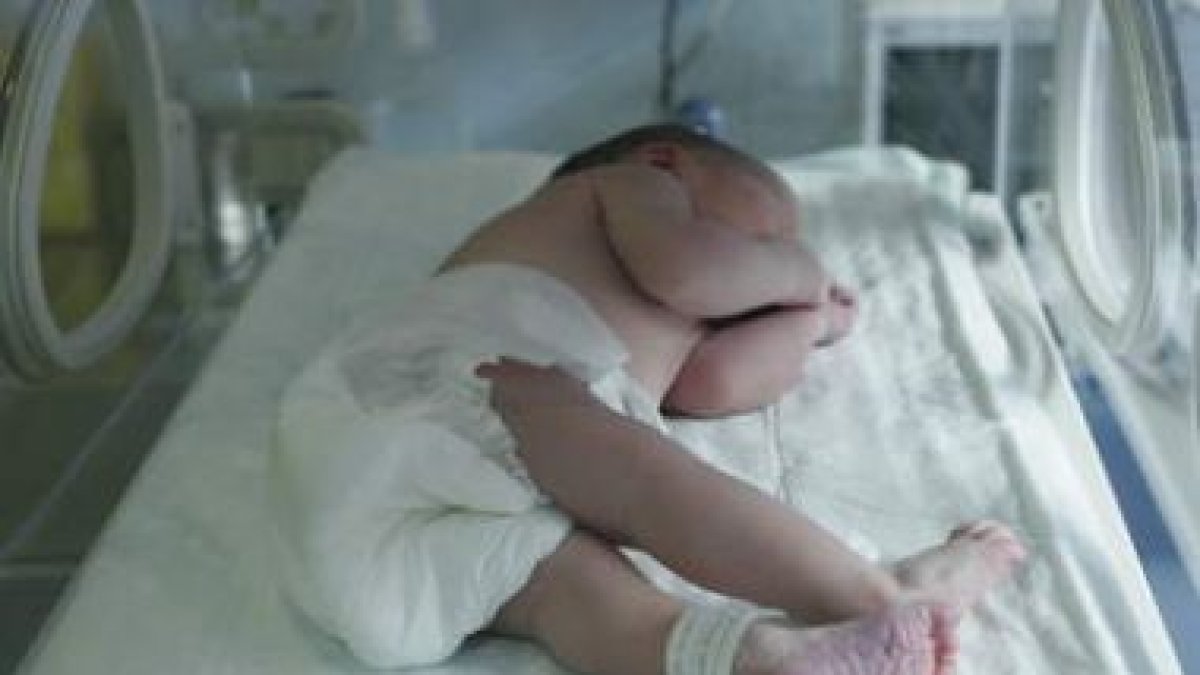 Un recién nacido duerme en una de las incubadoras del hospital, en una imagen de archivo.