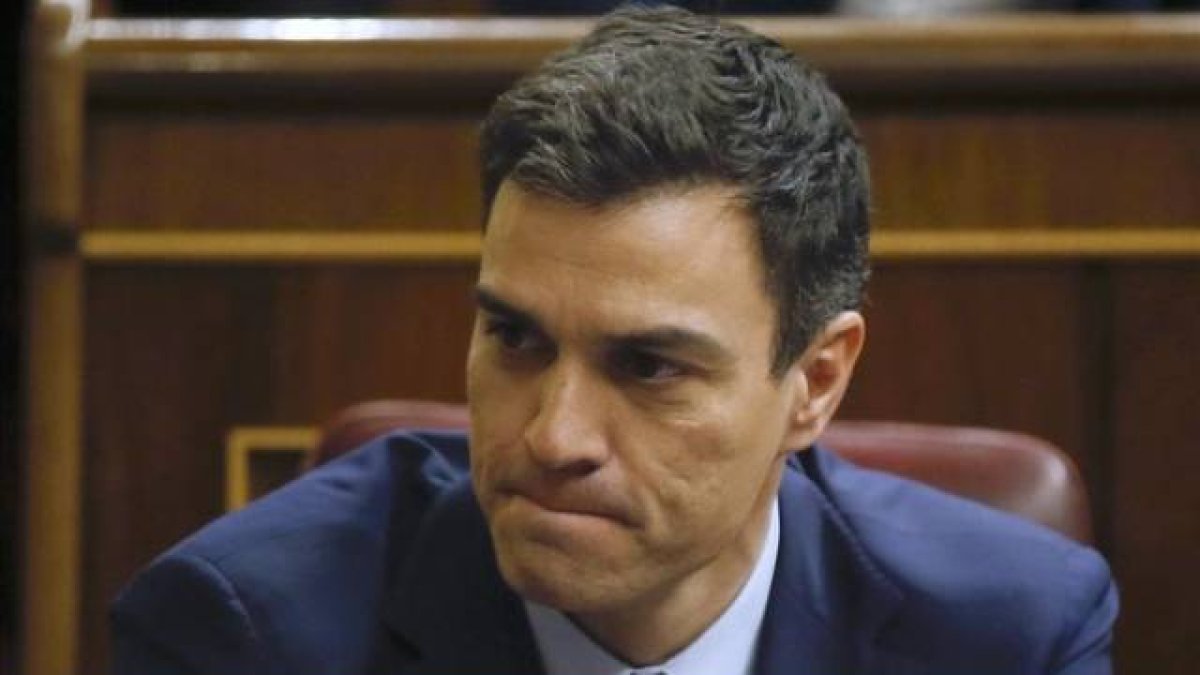 El secretario general del PSOE, Pedro Sánchez, este miércoles en el Congreso.