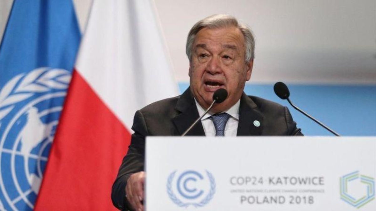 Antonio Guterres, en la ceremonia inaugural de la Cumbre del Clima que se celebra en Katowice.