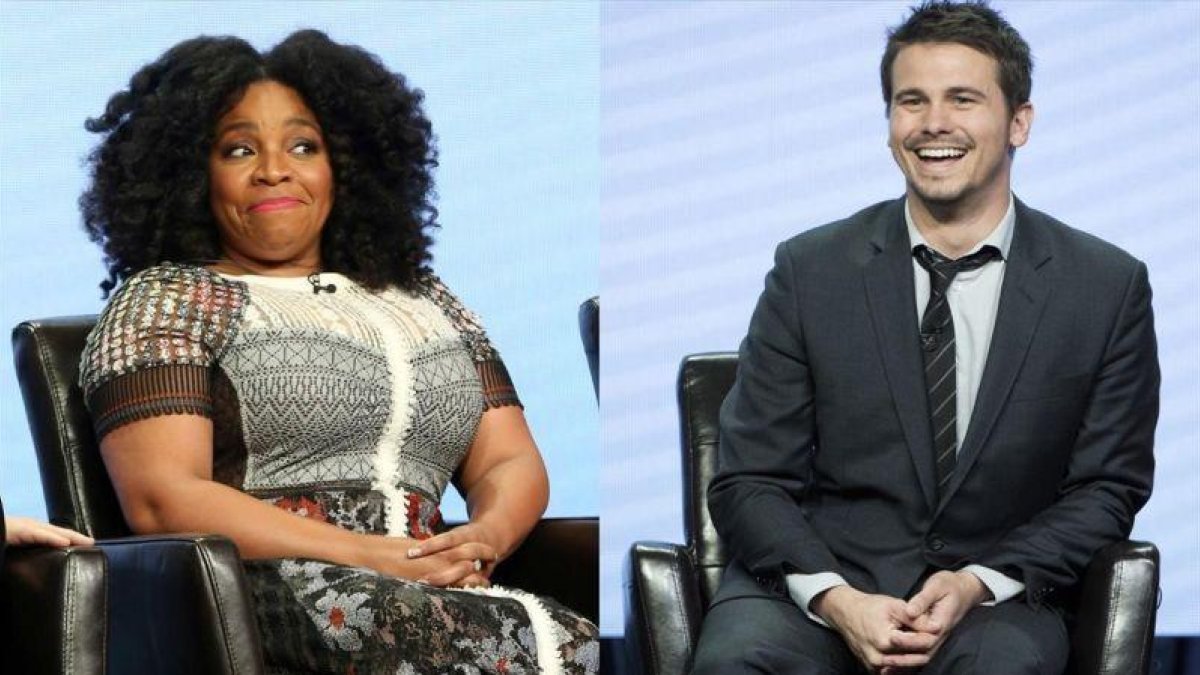 Los actores Kimberly Hebert Gregory y Jason Ritter, en la presentación de la serie de la ABC Kevin (Probably) Saves the World.