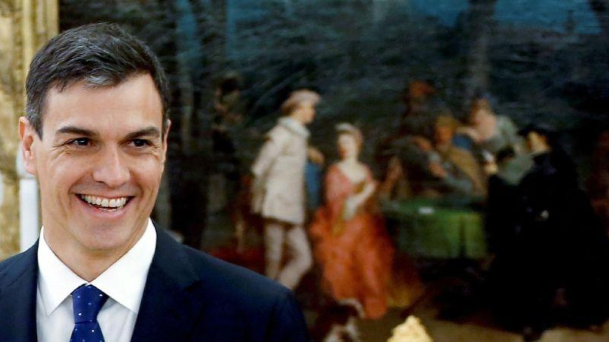 Pedro Sánchez, en el palacio de la Zarzuela, este jueves.