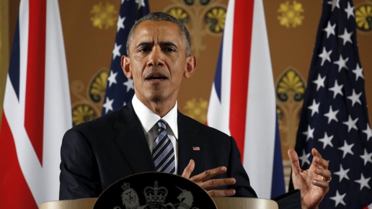 El presidente de EEUU, Barack Obama, durante la rueda de prensa con el primer ministro británico, David Cameron, en Londres.