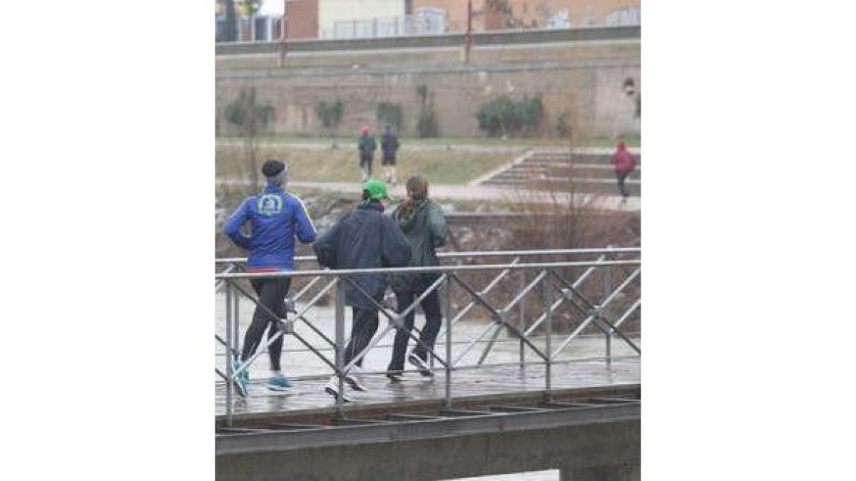 Participantes de la II Media Maratón entrenan en las orillas del Bernesga.