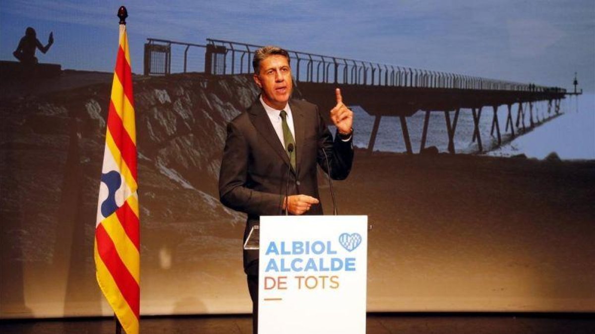 Xavier García Albiol, durante la conferencia de presentación de su candidatura a la alcaldía de Badalona.