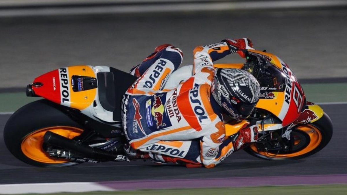Marc Márquez (Honda), en el test de ayer en Doha (Catar).