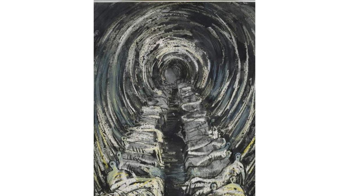 Refugio antiaéreo en el metro, del artista henry Moore