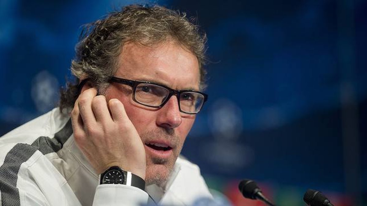 El entrenador del PSG, Laurent Blanc, durante la rueda de prensa previa al partido contra el Barça.