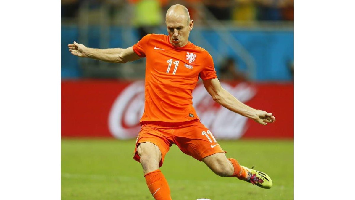 La estrella de Holanda, Robben, durante el partido de cuartos de final contra Costa Rica.