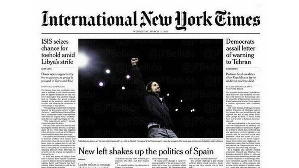 Pablo Iglesias, portada en 'The New York Times'.