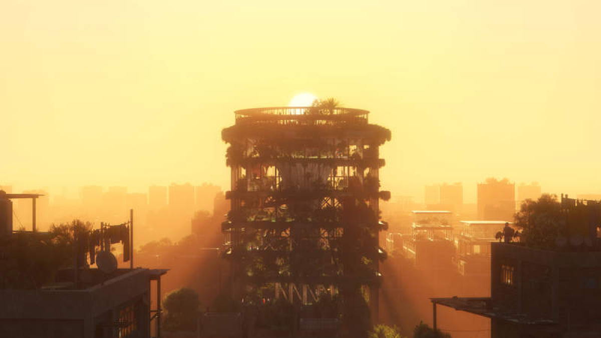 Representación informática de una torre probiótica en el Cairo, Egipto. karim mousa