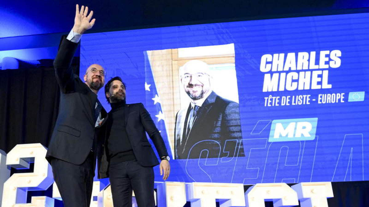 Charles Michel y el Presidente de Movimiento Reformista en un congreso ayer. FREDERIC SIERAKOWSKI