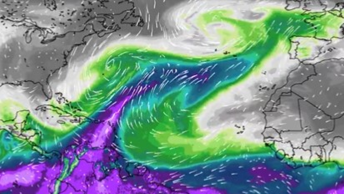 Imagen del río atmosféricos que llegará a España en los próximos días.