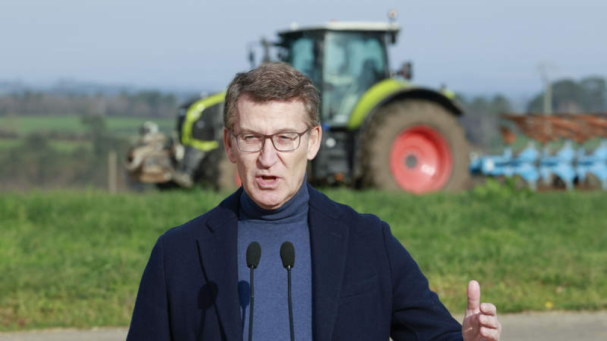 Feijóo durante una rueda de prensa ayer en Lalín (Pontevedra).