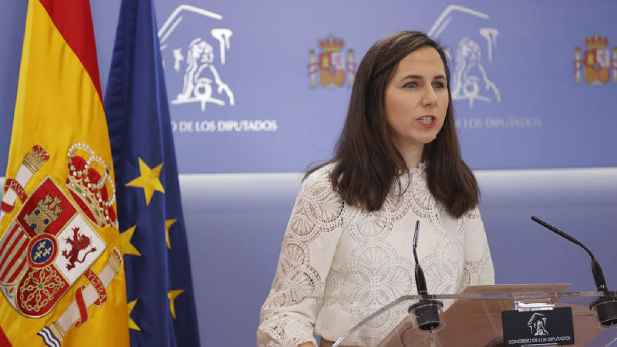 Ione Belarra ha denunciado el vaciado de los despachos de Podemos en el Congreso. J P GANDUL