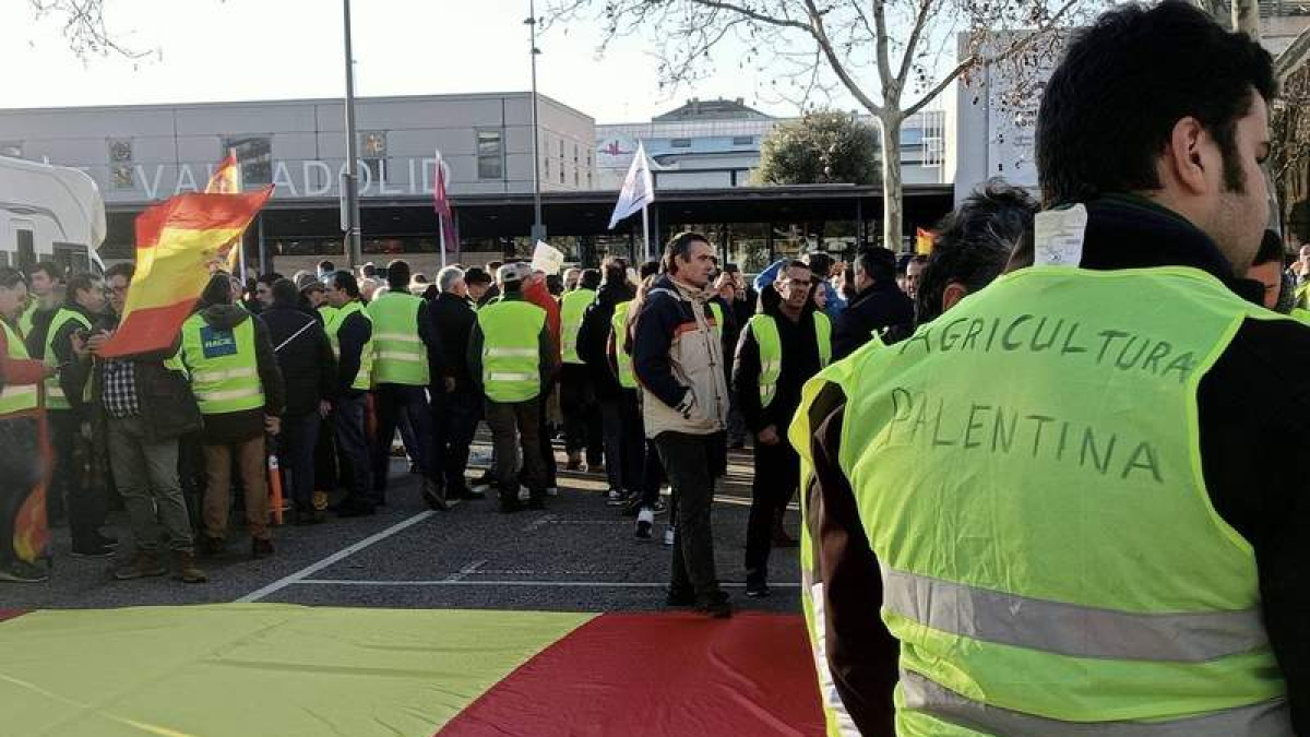 Los agricultores llevaron sus protestas ayer a la gala de los Premios Goya celebrada en Valladolid.  J.L.G.