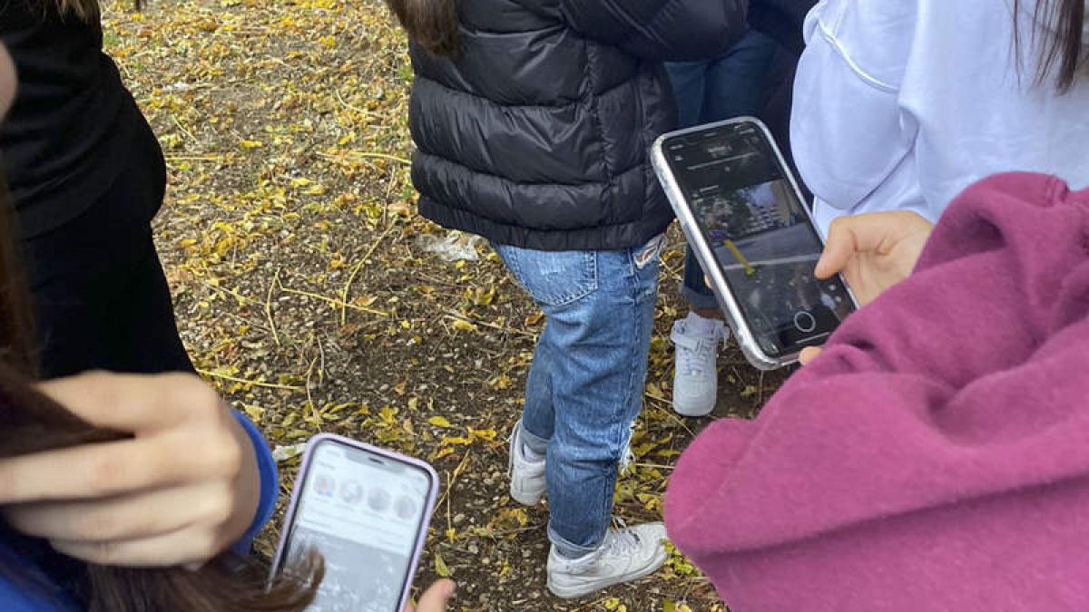 Jóvenes consultan e interaccionan con sus teléfonos móviles.  efe