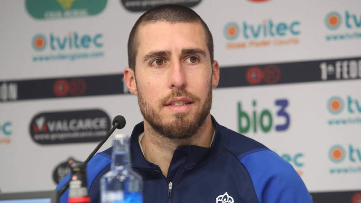 David Andújar, ayer en la sala de prensa tras el entrenamiento.  L. DE LA MATA