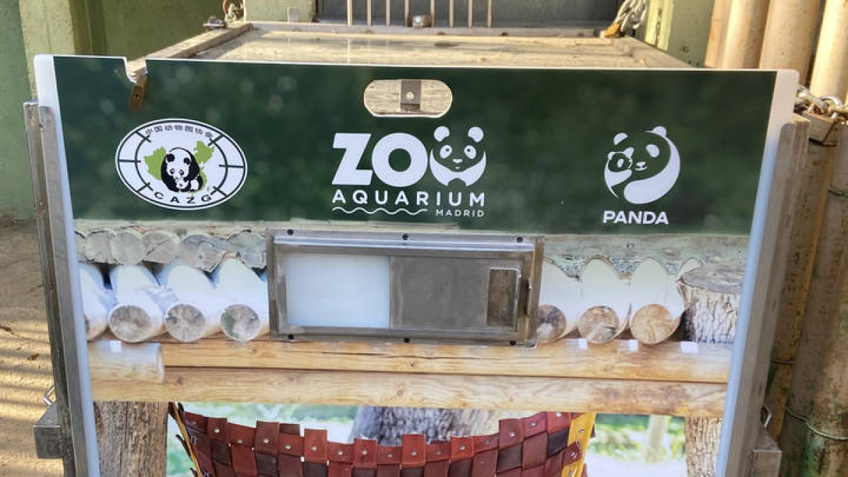 Una de las cajas en las que se transportará a la familia de osos panda de Zoo Aquarium de Madrid .