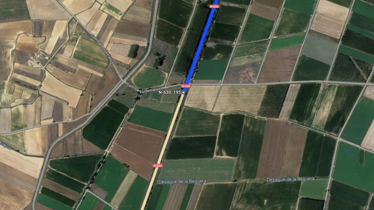 Punto kilométrico 195, en la N-630, donde ha ocurrido el accidente mortal.