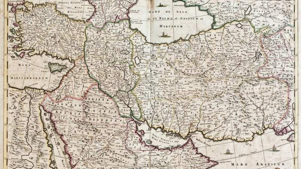 Mapa de Persia (Irán), Armenia, Anatolia (Turquía) y Arabia.