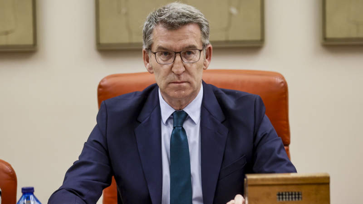 El líder del PP, Alberto Núñez-Feijóo, durante su intervención ayer. FERNANDO ALVARADO
