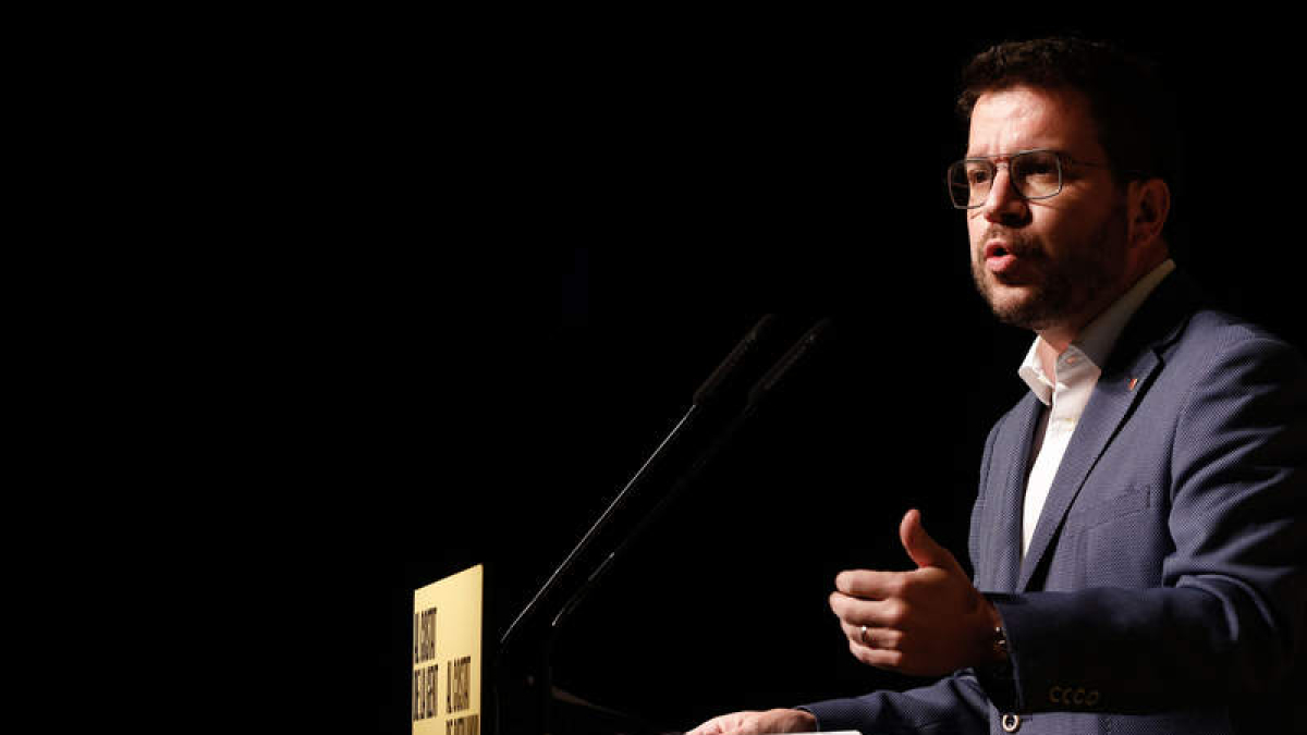 El presidente de la Generalitat, Pere Aragonès, durante un acto ayer. QUIQUE GARCÍA