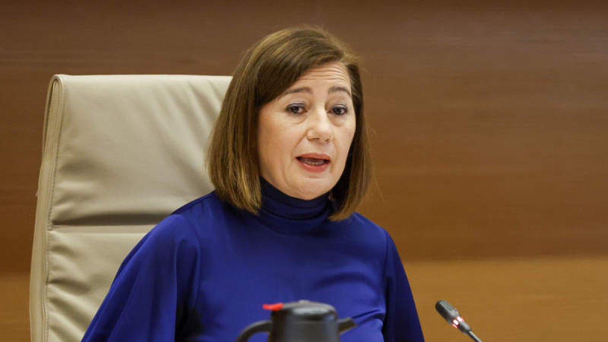 La presidenta del Congreso, Francina Armengol, durante su comparecencia. MARISCAL