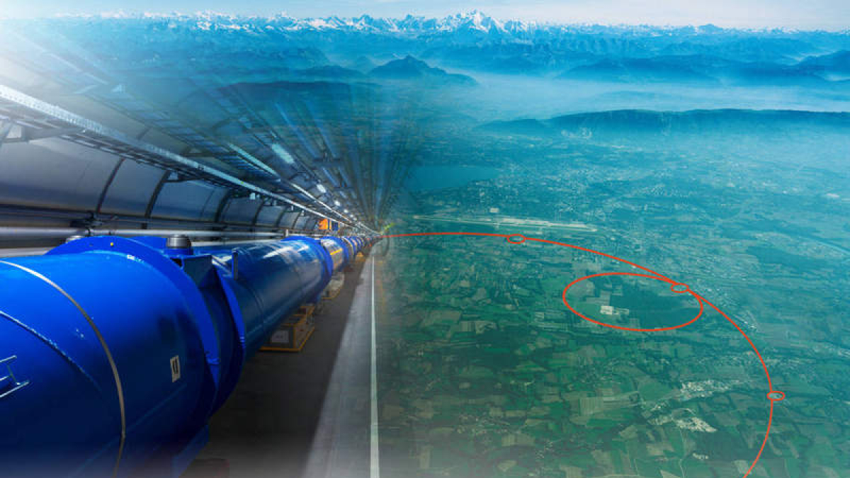 Reconstrucción del túnel del LHC en los Alpes y la zona donde se ubica el CERN. CERN DOCUMENT SERVER