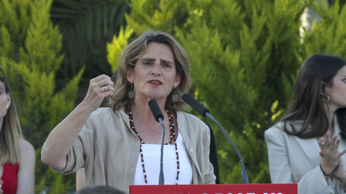 La candidata del PSOE a las elecciones europeas, Teresa Ribera, durante un acto ayer. BELDAD