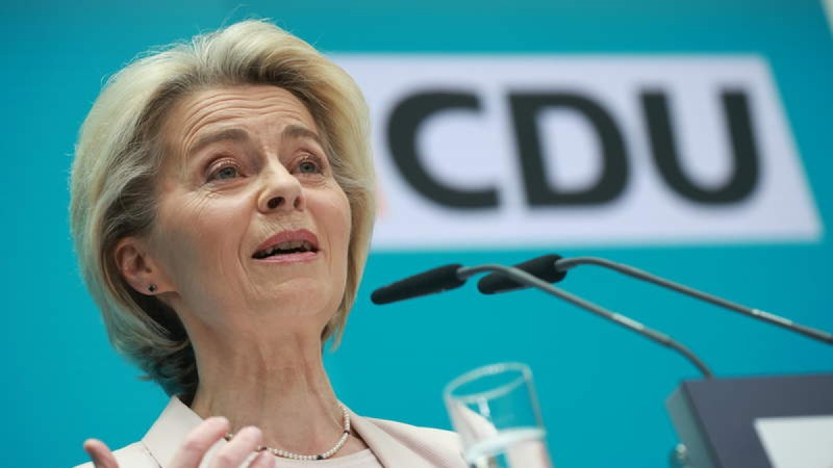 La candidata del Partido Popular Europeo, Ursula Von der Leyen, ayer. CLEMENS BILAN