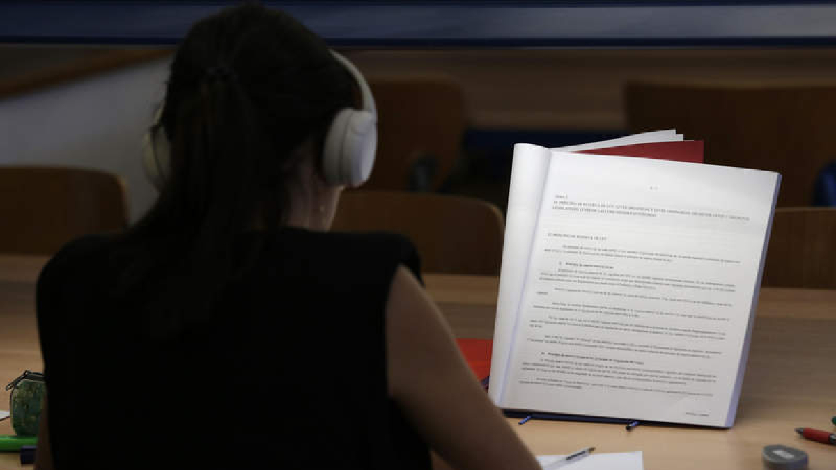 Una joven estudia en la Universidad de León. FERNANDO OTERO