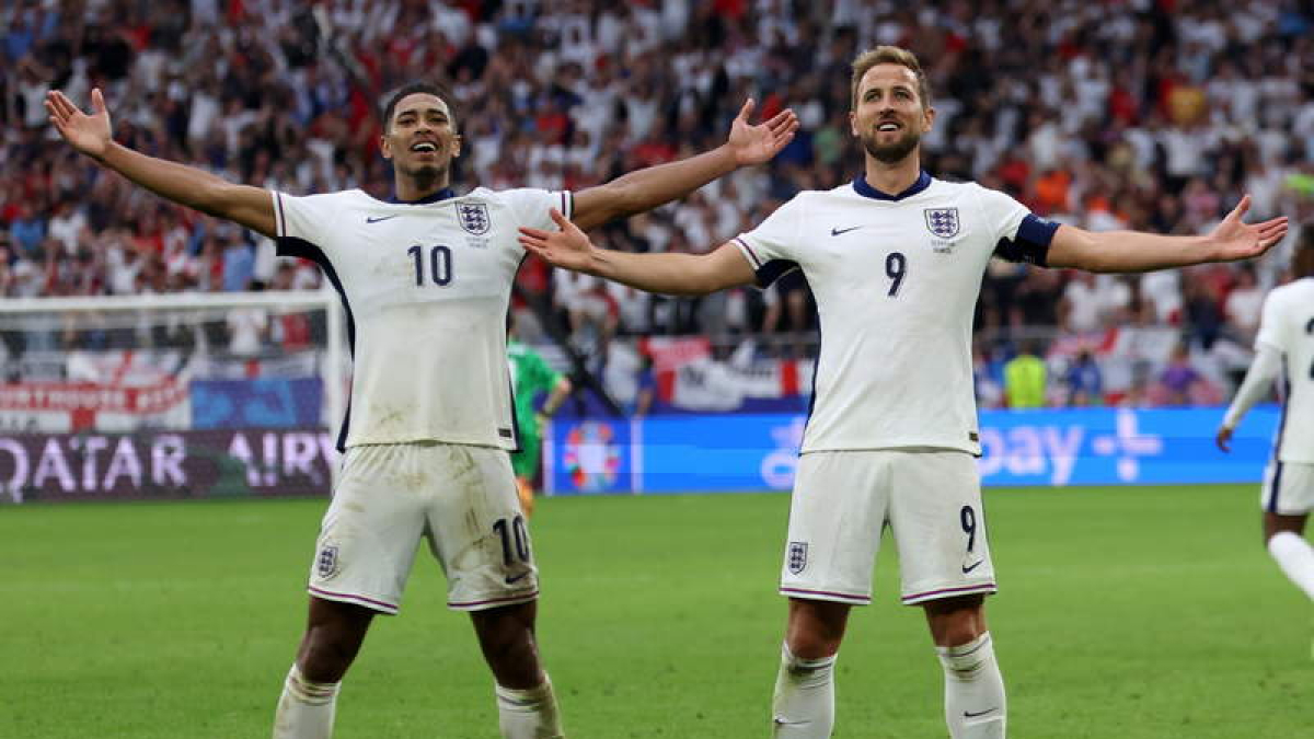 Bellingham y Kane fueron los héroes de la remontada inglesa ante Eslovaquia. CHRISTOPHER NEUNDORF