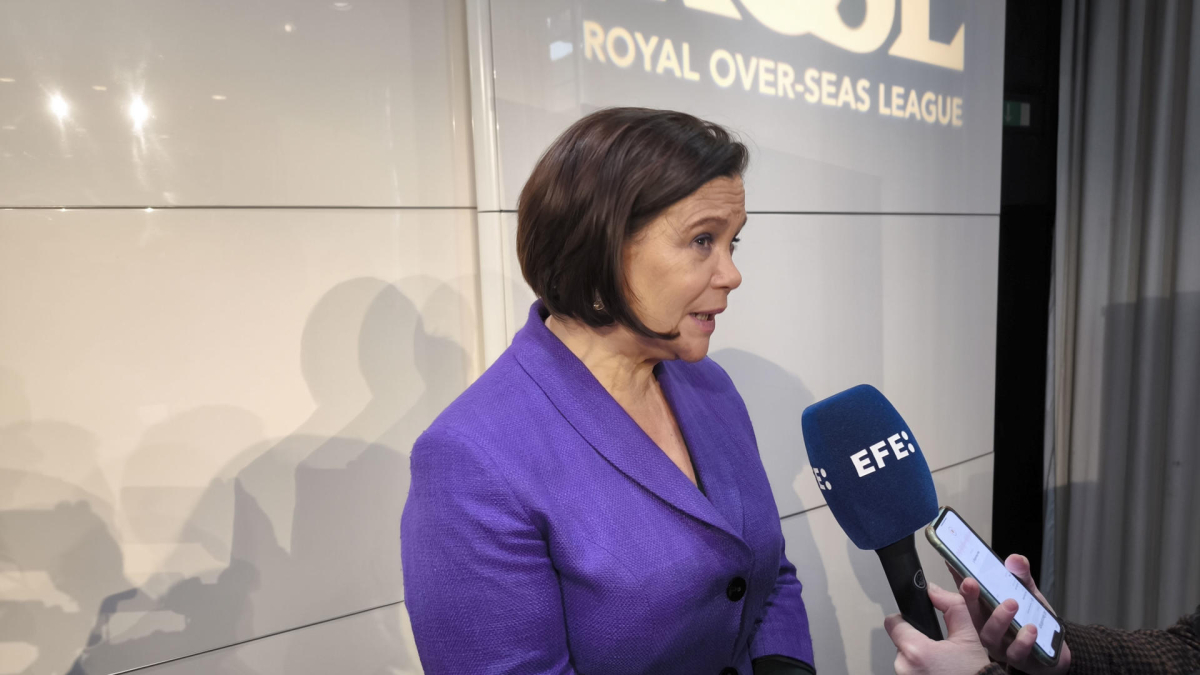 La presidenta del partido nacionalista irlandés Sinn Féin, Mary Lou McDonald. EFE/ Guillermo Garrido