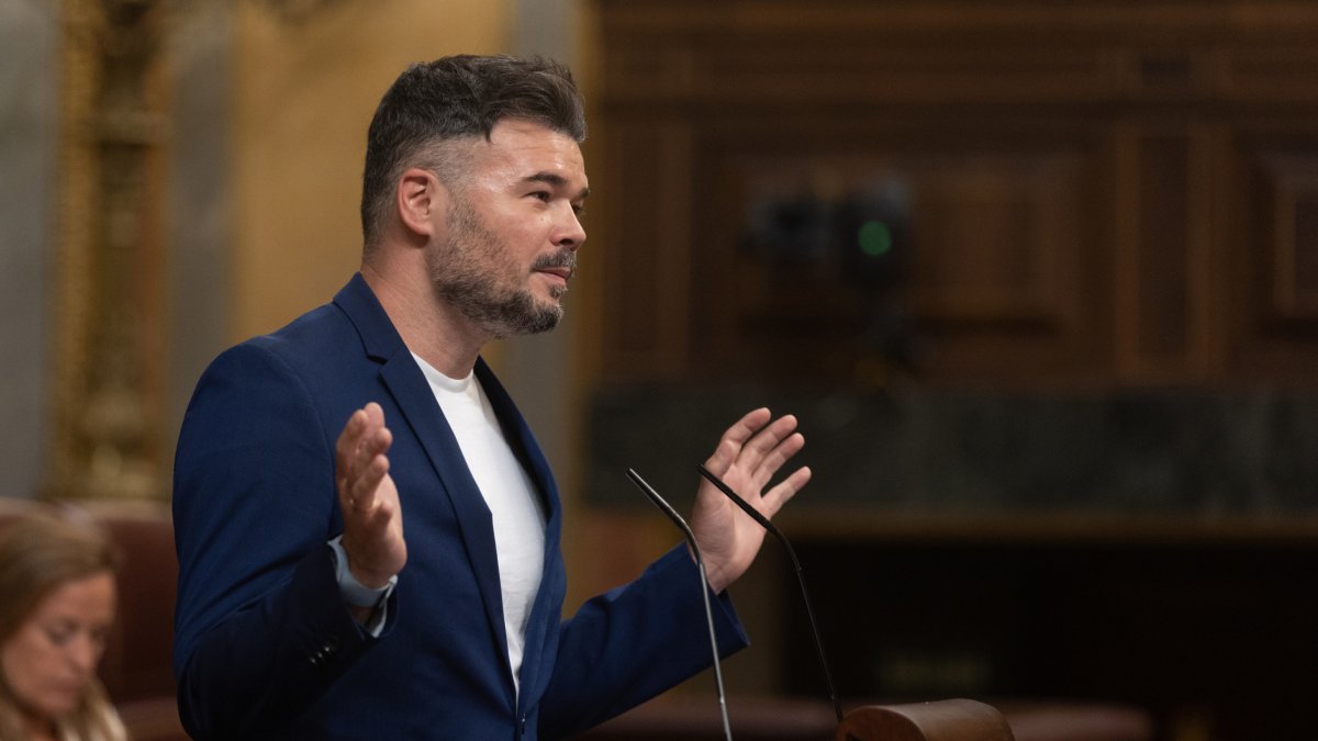 El portavoz de ERC en el Congreso, Gabriel Rufián, en el Congreso de los Diputados, a 4 de julio de 2024, en Madrid (España).