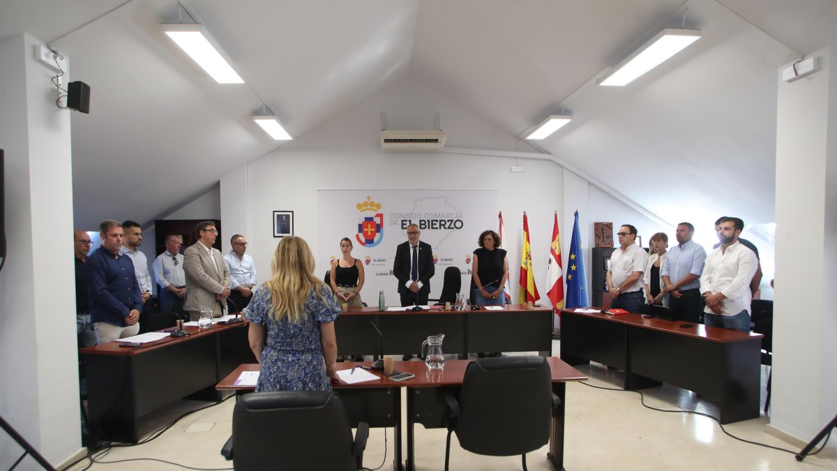 Minuto de silencio por las víctimas de la violencia machista, este martes, en el Pleno del Consejo.