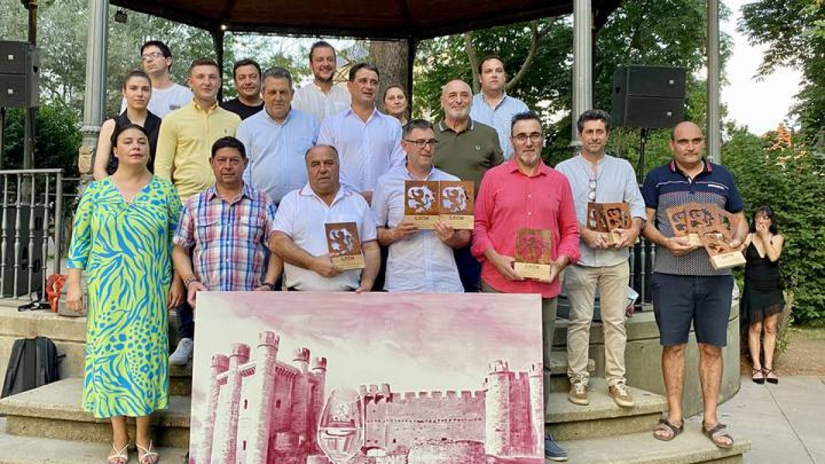 Imagen de familia de los premiados en la feria del vino de Valencia de Don Juan.