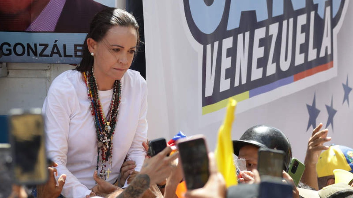 María Corina Machado en la última manifestación.  RONALD PEÑA R.