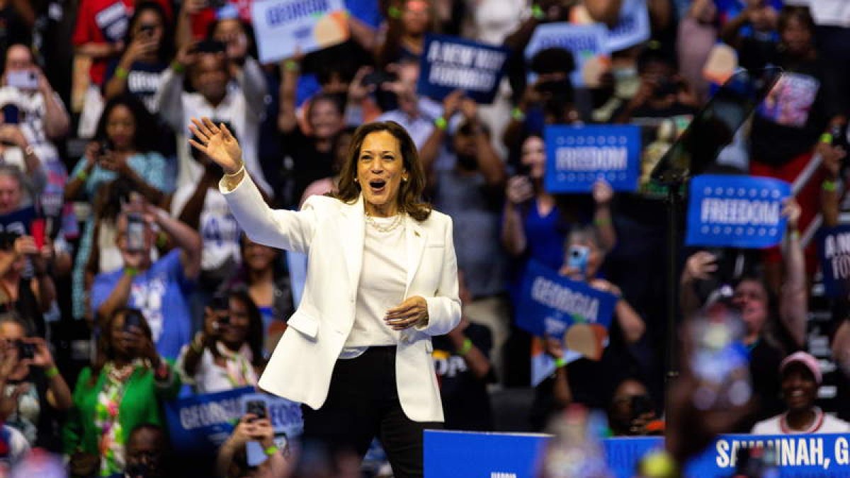Kamala Harris, en un mitín en Savannah (Georgia) este viernes. HUNTER D. CONE