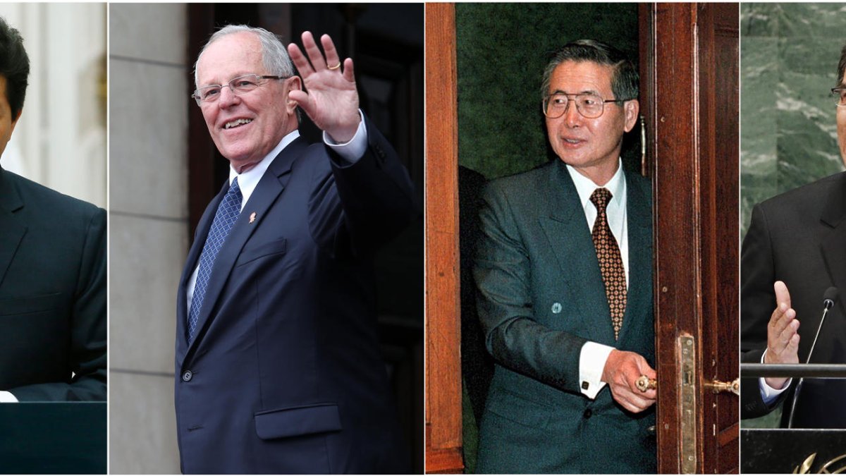 Combo de fotografías de archivo de los expresidentes de Perú; Pedro Castillo (i) (2021-2022), Pedro Pablo Kuczynski (2-i) (2016-2018), Alberto Fujimori (1990-2000) y Martín Vizcarra (2018-2020). EFE/ ARCHIVO