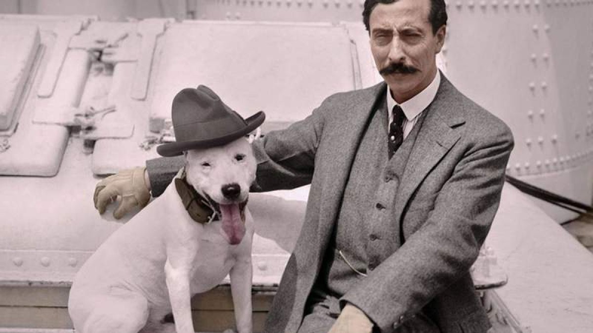 El compositor Enrique Granados con su perro. RTVE