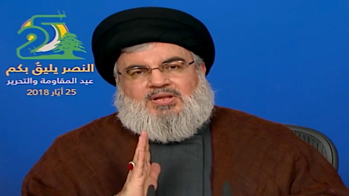 Captura de vídeo cedida por al-Manar TV que muestra al secretario general de Hizbulá, Hasan Nasrala, en mayo de 2018. EFE/ Al-manar Tv / SÓLO USO EDITORIAL NO VENTAS